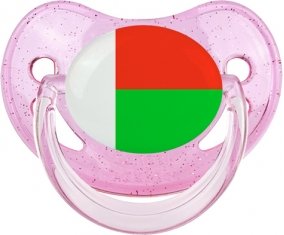 Drapeau Madagascar Sucette Physiologique Rose à paillette
