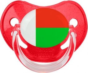 Drapeau Madagascar Sucette Physiologique Rouge à paillette