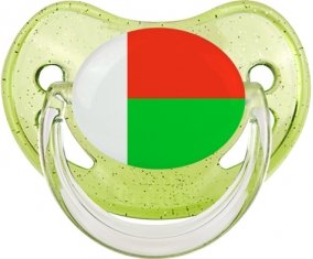 Drapeau Madagascar Sucette Physiologique Vert à paillette