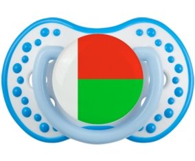 Drapeau Madagascar Sucette LOVI Dynamic Blanc-bleu phosphorescente
