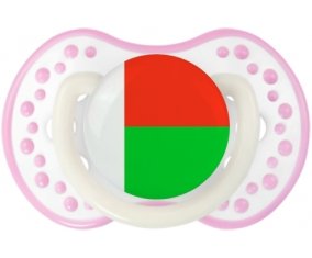 Drapeau Madagascar Sucette LOVI Dynamic Blanc-rose phosphorescente