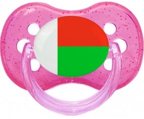 Drapeau Madagascar Tétine Cerise Rose à paillette