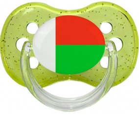 Drapeau Madagascar Tétine Cerise Vert à paillette
