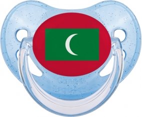 Drapeau Maldives Sucette Physiologique Bleue à paillette
