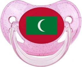 Drapeau Maldives Sucette Physiologique Rose à paillette