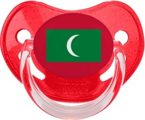 Drapeau Maldives Sucette Physiologique Rouge à paillette
