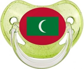 Drapeau Maldives Sucette Physiologique Vert à paillette