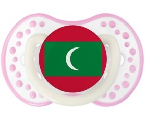 Drapeau Maldives Sucette LOVI Dynamic Blanc-rose phosphorescente