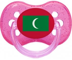 Drapeau Maldives Sucette Cerise Rose à paillette
