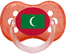 Drapeau Maldives Sucette Cerise Rouge à paillette