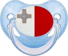 Drapeau Malte Tétine Physiologique Bleue à paillette