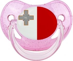Drapeau Malte Tétine Physiologique Rose à paillette