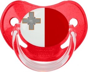 Drapeau Malte Tétine Physiologique Rouge à paillette