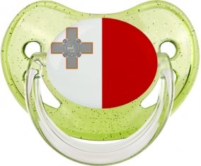 Drapeau Malte Tétine Physiologique Vert à paillette
