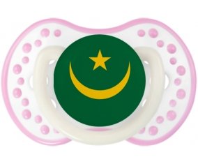 Drapeau Mauritanie Sucette LOVI Dynamic Blanc-rose phosphorescente