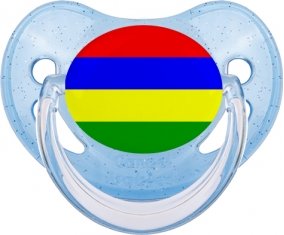 Drapeau Ile Maurice Tétine Physiologique Bleue à paillette