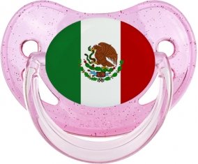 Drapeau Mexique Sucette Physiologique Rose à paillette