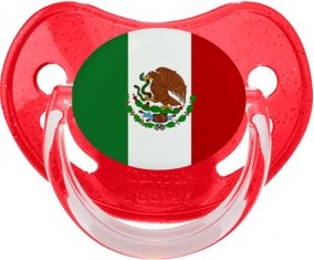 Drapeau Mexique Sucette Physiologique Rouge à paillette