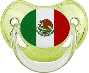 Drapeau Mexique Sucette Physiologique Vert à paillette