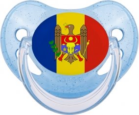 Drapeau Moldavie Sucette Physiologique Bleue à paillette
