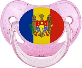 Drapeau Moldavie Sucette Physiologique Rose à paillette
