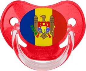 Drapeau Moldavie Sucette Physiologique Rouge à paillette