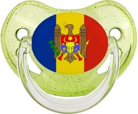Drapeau Moldavie Sucette Physiologique Vert à paillette