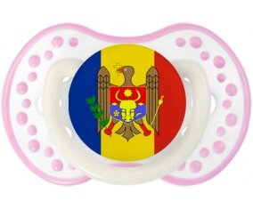 Drapeau Moldavie Sucette LOVI Dynamic Blanc-rose phosphorescente