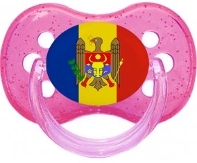 Drapeau Moldavie Tétine Cerise Rose à paillette