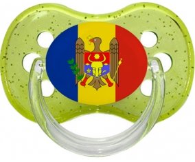 Drapeau Moldavie Tétine Cerise Vert à paillette