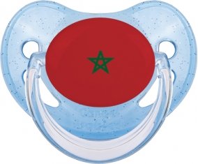 Drapeau Maroc Sucette Physiologique Bleue à paillette