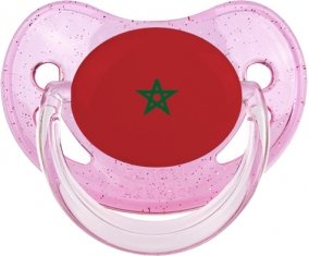 Drapeau Maroc Sucette Physiologique Rose à paillette