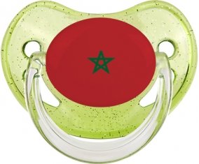 Drapeau Maroc Sucette Physiologique Vert à paillette