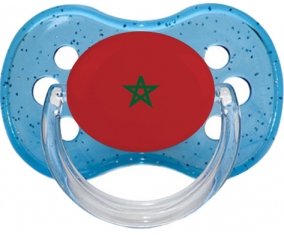 Drapeau Maroc Tétine Cerise Bleu à paillette