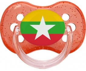 Drapeau Myanmar Sucette Cerise Rouge à paillette
