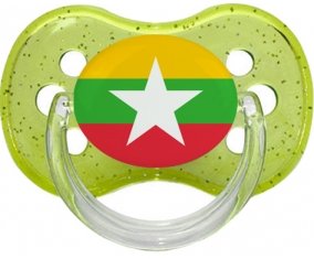 Drapeau Myanmar Sucette Cerise Vert à paillette