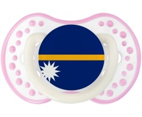 Drapeau Nauru Sucette LOVI Dynamic Blanc-rose phosphorescente