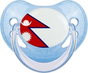 Drapeau Népal Tétine Physiologique Bleue à paillette