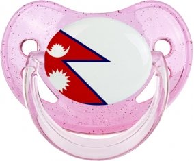 Drapeau Népal Tétine Physiologique Rose à paillette