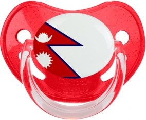 Drapeau Népal Tétine Physiologique Rouge à paillette