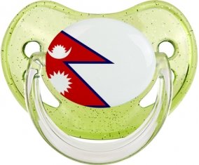 Drapeau Népal Tétine Physiologique Vert à paillette