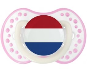 Drapeau Pays-Bas Tétine LOVI Dynamic Blanc-rose phosphorescente