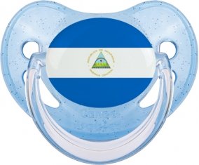 Drapeau Nicaragua Tétine Physiologique Bleue à paillette