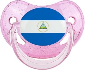 Drapeau Nicaragua Tétine Physiologique Rose à paillette