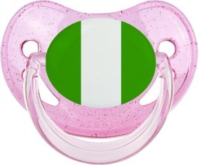 Drapeau Nigeria Sucette Physiologique Rose à paillette