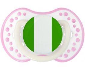Drapeau Nigeria Sucette LOVI Dynamic Blanc-rose phosphorescente