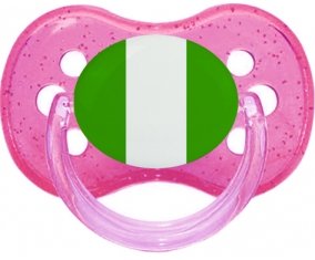Drapeau Nigeria Sucette Cerise Rose à paillette