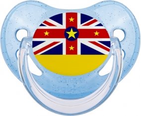 Drapeau Niue Sucette Physiologique Bleue à paillette