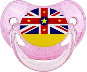 Drapeau Niue Sucette Physiologique Rose à paillette