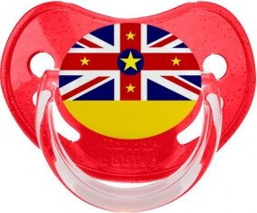 Drapeau Niue Sucette Physiologique Rouge à paillette